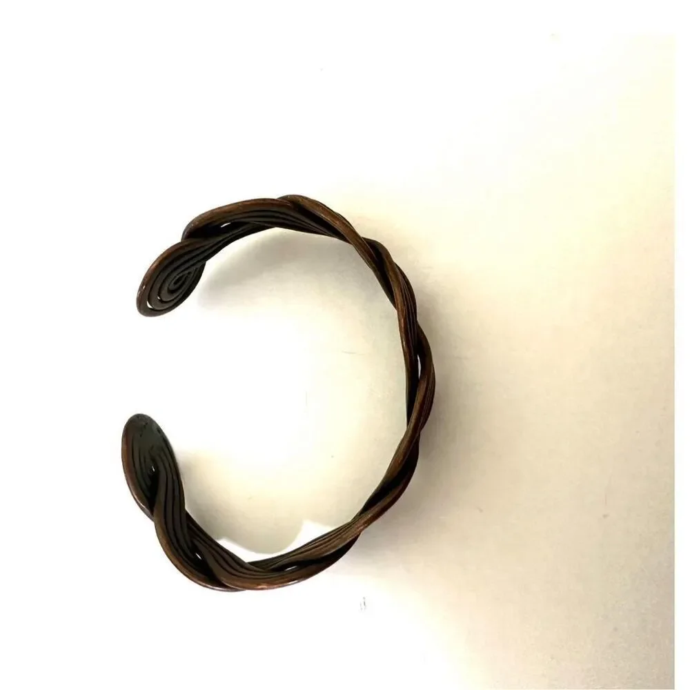 copper braided open cuff unisex  vintage bracelet